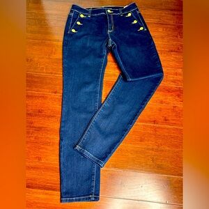 Michael Kors Gold Button Sailor jeans sz2 Side gold button detailing gold thread